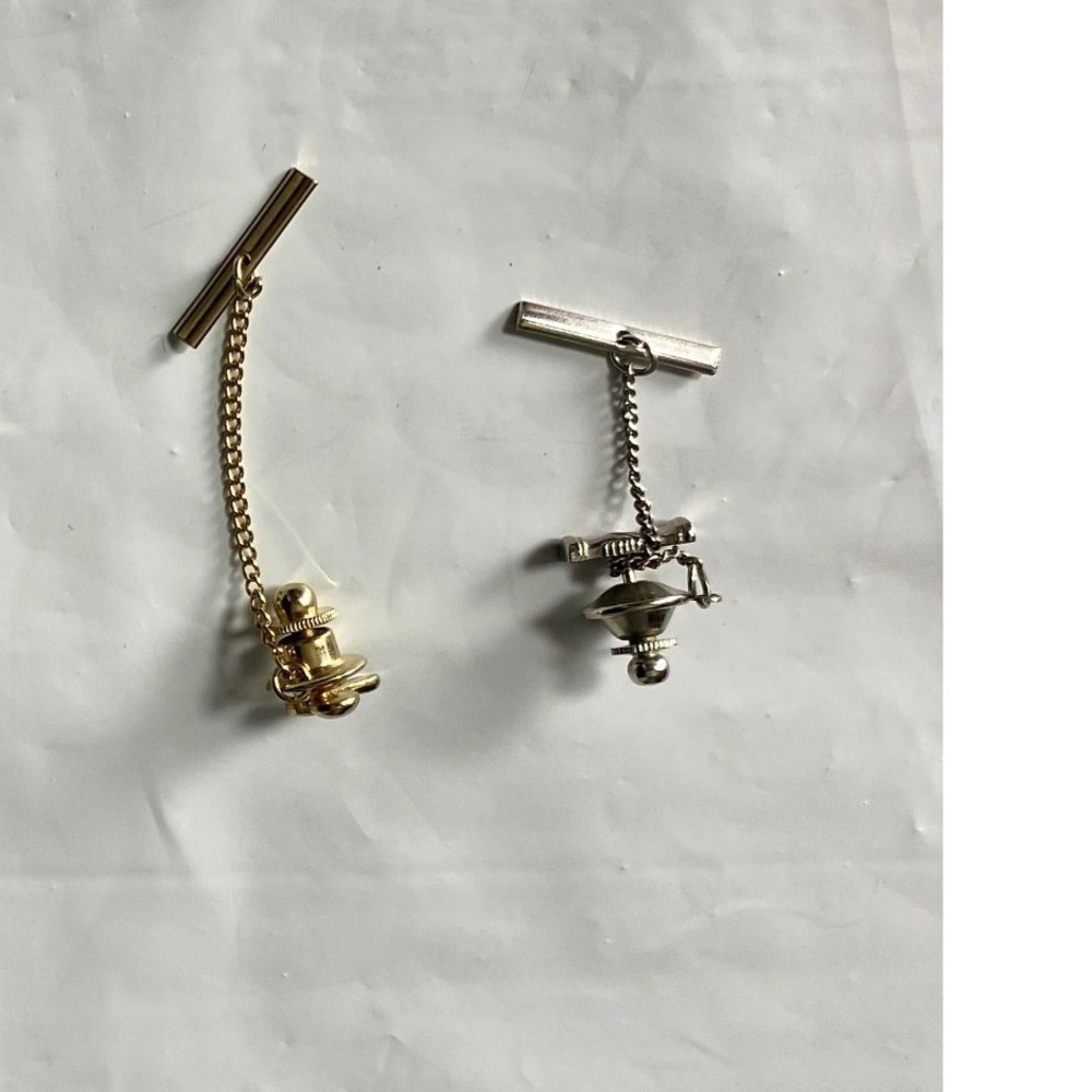 Vintage Tie Clip Set Gold Tone Silver Tone 1838